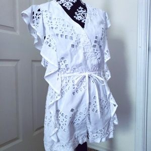 Ark & Co. White Eyelet Romper